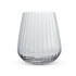 A clear, ribbed glass tumbler with a stemless design, ideal for serving beverages.