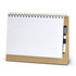 A desk whiteboard notebook with a spiral binding and a pen, featuring a white, dotted writing surface.