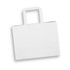 A medium flat handle paper bag in white, featuring a simple and minimalistic design.