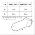 A diagram of June Ankle Socks with measurements for small and large sizes in centimetres. Features an illustration of the socks.