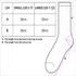 A diagram of socks with size measurements for small and large, including dimensions in centimetres.