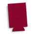 A maroon slim can cooler with stitching details and a bottom cutout, featuring a logo.