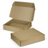 A brown die cut box with a locking lid, featuring an open and closed position for easy visibility.