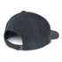 A dark blue corduroy cap featuring a curved brim and adjustable strap at the back. It has a logo.
