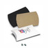 Three medium pillow boxes in black, kraft brown, and white with gift box design featuring a logo.