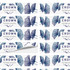 A sheet of stickers featuring a blue floral design with a logo and text.