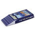 A set of blue Vegas Playing Cards in a matching box featuring a palm tree design.