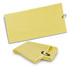 A yellow waffle golf towel displayed flat and folded, featuring a clip for attachment.