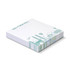 A stack of white sticky pads measuring 70 x 75mm, featuring a decorative design and a logo on the cover.