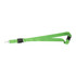 A vibrant green lanyard with a clip and adjustable buckle. It features a logo and is suitable for exhibitions and events.