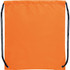 An orange drawstring sportspack with black drawstrings and eyelets, featuring a simplistic design.