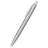 A silver recycled stainless steel ballpoint pen with a sleek design and a clip for attachment.
