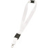 A 25mm white lanyard featuring a black clip and a metal attachment for securing items.