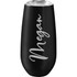 A drink bottle in matte black finish, featuring a transparent top and a logo. Suitable for drinks.