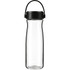 A drink bottle with a black lid and handle, featuring a clear body, designed for sports and hydration.