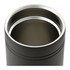 A drink bottle featuring a sleek black design with a metal interior, suitable for travel and beverages.