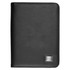 A5 zippered compendium in black, featuring a smooth finish and a metallic logo detail.
