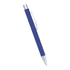 A blue ballpoint pen with a metallic finish and a clip. The pen has a sleek, modern design.