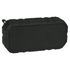 A black outdoor waterproof Bluetooth speaker with a textured surface and a rugged design, featuring a logo.