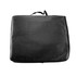 A black picnic rug in a carry bag, featuring a handle for easy transport. The bag has a simple design.