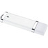 A white USB flash drive with a silver trim, featuring a logo on one side. It has 8 GB of storage capacity.