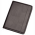 A grey imitation leather zip compendium with a minimalist design and a white stitching detail. Features a logo.