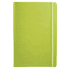 A green Ambassador Bound JournalBook with a smooth cover and an elastic closure. It features a simple design and branding.