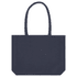 A navy blue recycled zip tote bag with two long handles and a simple, unembellished design.