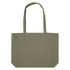 A recycled zip tote bag in olive green with two sturdy handles and a spacious design. Features a logo.