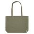 A green recycled zip tote bag with long handles and a brand logo on the side.