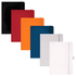 A collection of Vienna Hard Bound JournalBooks in black, red, orange, blue, white, and grey, each with a logo.