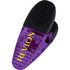 A purple and black magnetic memo holder/clip with a logo on the side, designed for office use.
