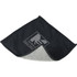 A black and grey cleaning cloth with a logo, designed for screens and technology devices.