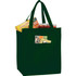 A black insulated grocery tote filled with drink bottles and a snack box, featuring a pocket on the front.