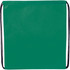A green non-woven drawstring sportpack with black cords, featuring a plain design and a logo.
