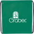 A green non-woven drawstring sportpack with a logo on the front.