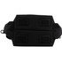 A black cooler bag with textured underside and two compartments, featuring a logo. Suitable for carrying beverages.