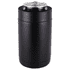 A drink bottle holder in matte black, designed for standard cans, featuring a cylindrical shape and a logo.