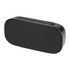 A black Bluetooth speaker with control buttons on top and a mesh grille design on the front.