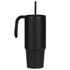 A drink bottle in matte black with a handle and a straw, designed for easy sipping.