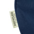 A close-up of a navy fabric featuring a label that reads "Recycled Cotton".