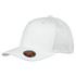 A white mesh cap with a structured front, featuring a curved brim and a logo on the side.