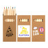 A coloured pencil set featuring wooden pencils in various colors, packaged in a kraft paper box with branding.