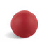 A red ball with a smooth surface, featuring a logo, designed for fun and games.