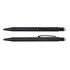 A black pen and stylus combination, featuring a sleek design and a clip for easy attachment.
