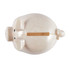 A small, eco-friendly pig-shaped coin bank with a light speckled finish and a slot for coins.