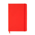 A red Venture A5 Notebook featuring a smooth cover and an elastic closure strap.