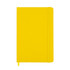A yellow A5 notebook with a flexible cover and an elastic band closure.