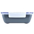 A Zest Lunch Box featuring a sleek gray body and a transparent lid with a secure locking mechanism.