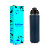 A drink bottle with a matte navy blue finish, featuring a black screw-on lid, packaged in an illustrated box.